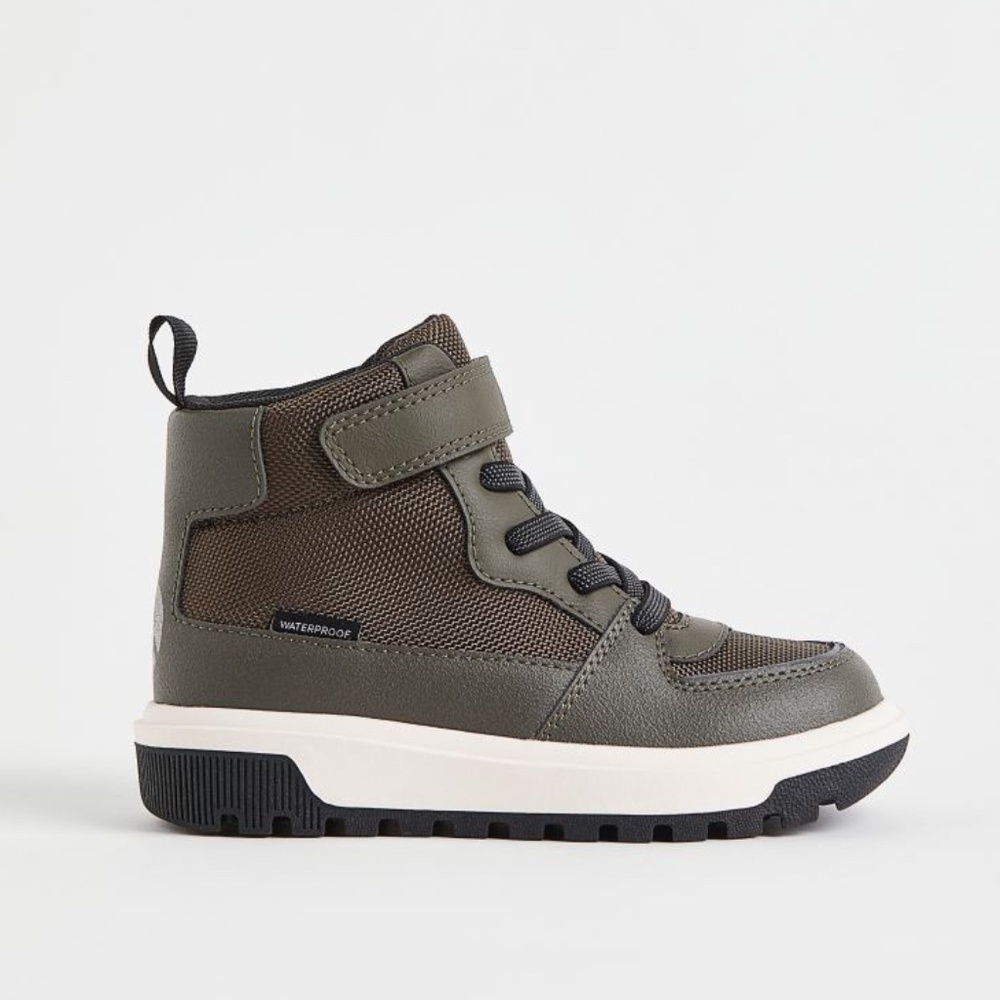 H&M Waterproof Hight Tops, size 1, dark khaki green.